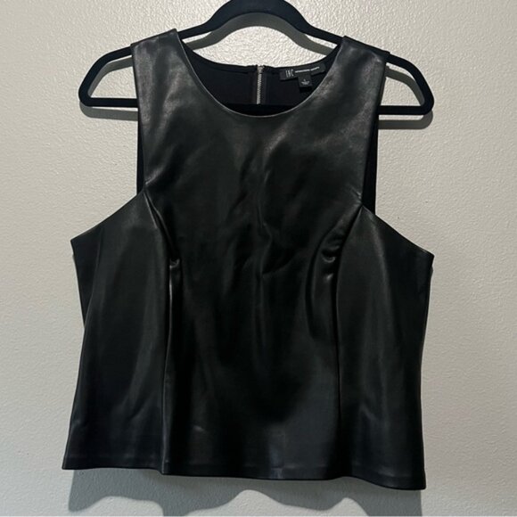 INC International Concepts Tops - INC- Black Top with Faux Leather Front Size L
